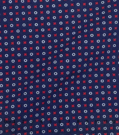POLLO -  micro print pointillée blanc-navy-rouge