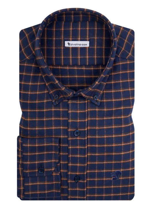 AGGEO - navy check flannel shirt - PARA 15 TARTAN