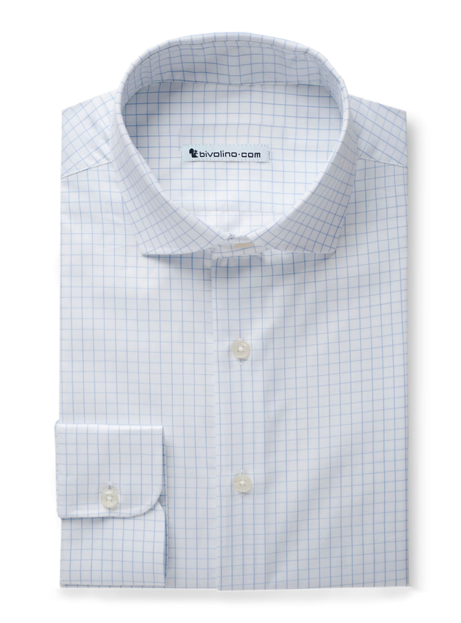 PISATINO - Sky blue check twill shirt - DARCI 4