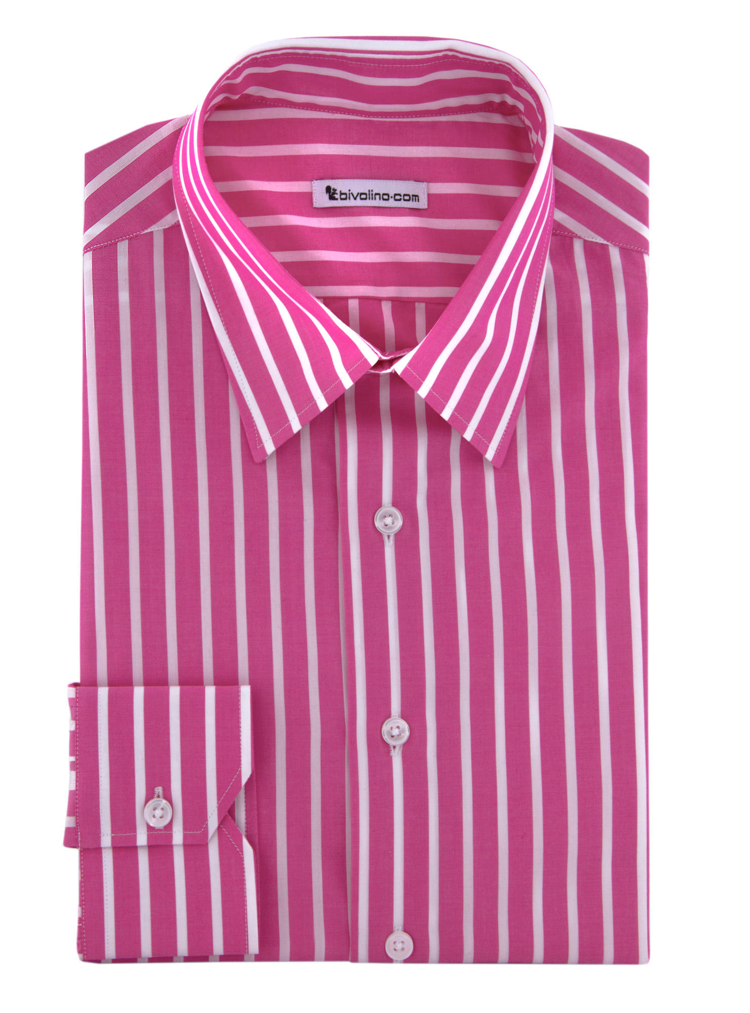 SAVONA - Pink poplin striped shirt  - TREX 1