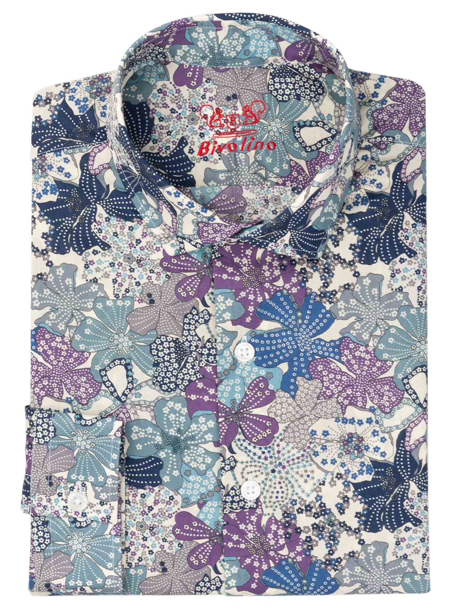 LIBERTINO  - Men's shirt cotton paisley flowers - LIBERTY 7