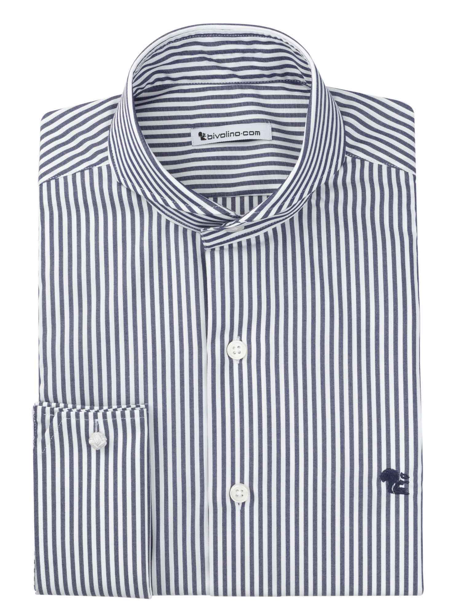 AGRIGENTO -  striped poplin navy easy-care men shirt - Docra 10