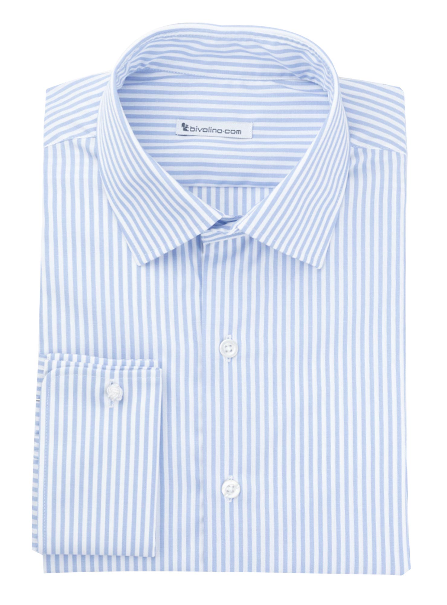 MASSAS -  Blue bengal striped poplin tailored men shirt - DOCRA 2 - BENGAL