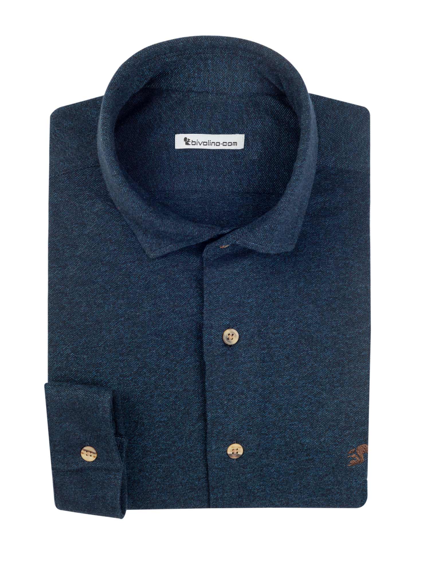 PALERMO - 100% cotton piqué Jersey navy tailored men shirt - JERSILI 4