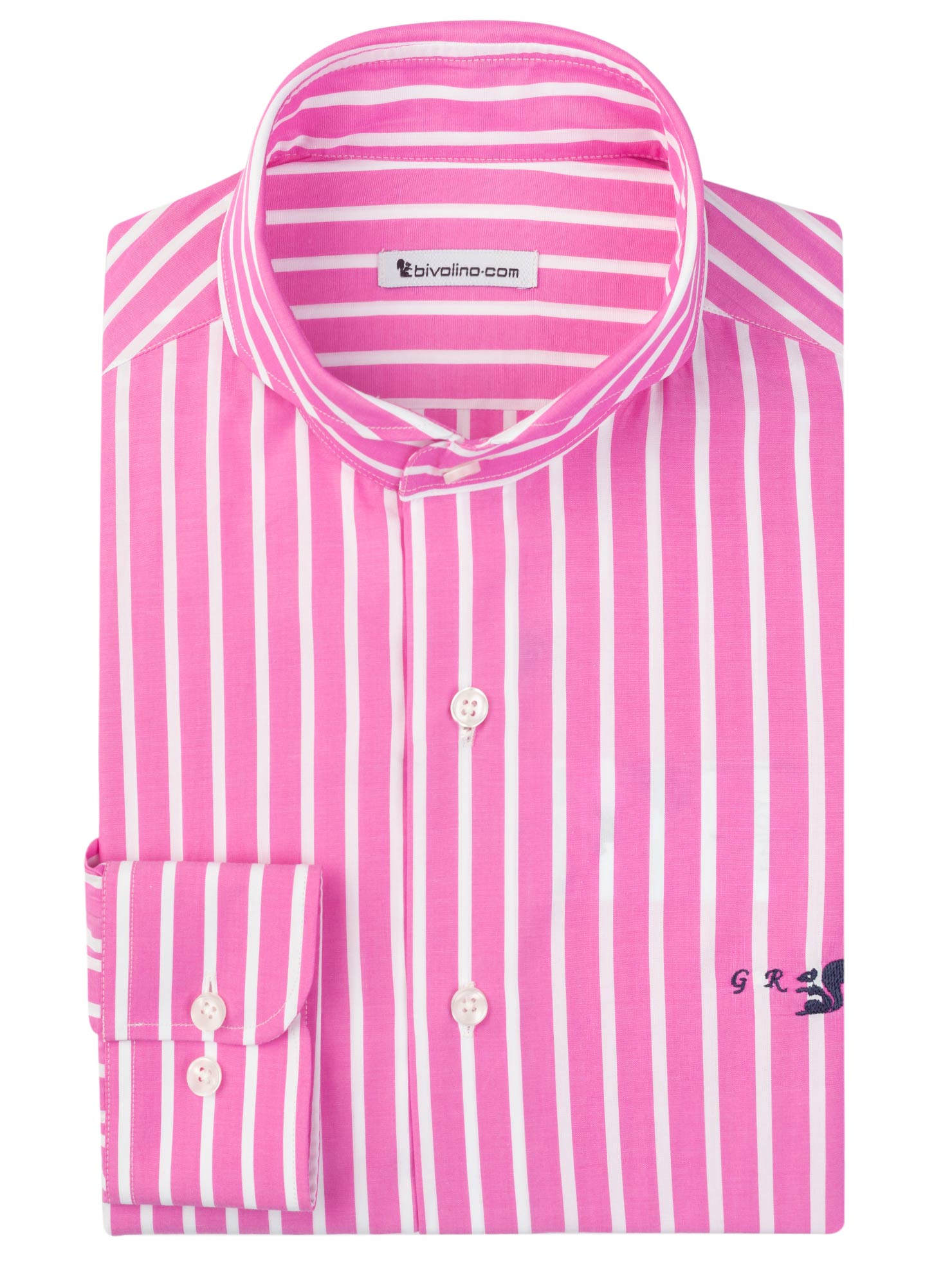 PESCARA - Gestreepte Popeline roze heren overhemd op maat - Trex 1