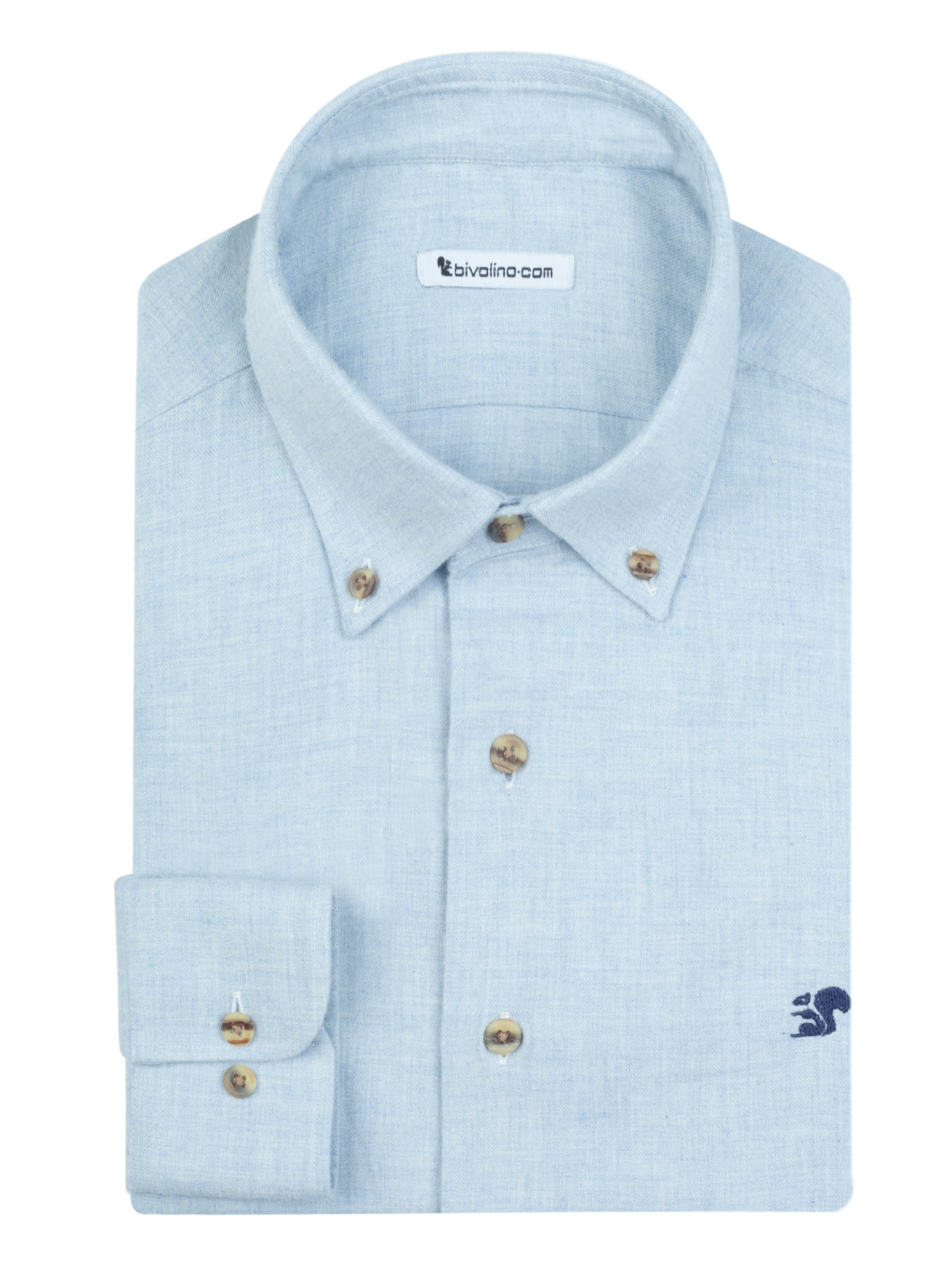 PIAMENZA - Bleu Flannel twill tailored men shirt - FLANEL 1