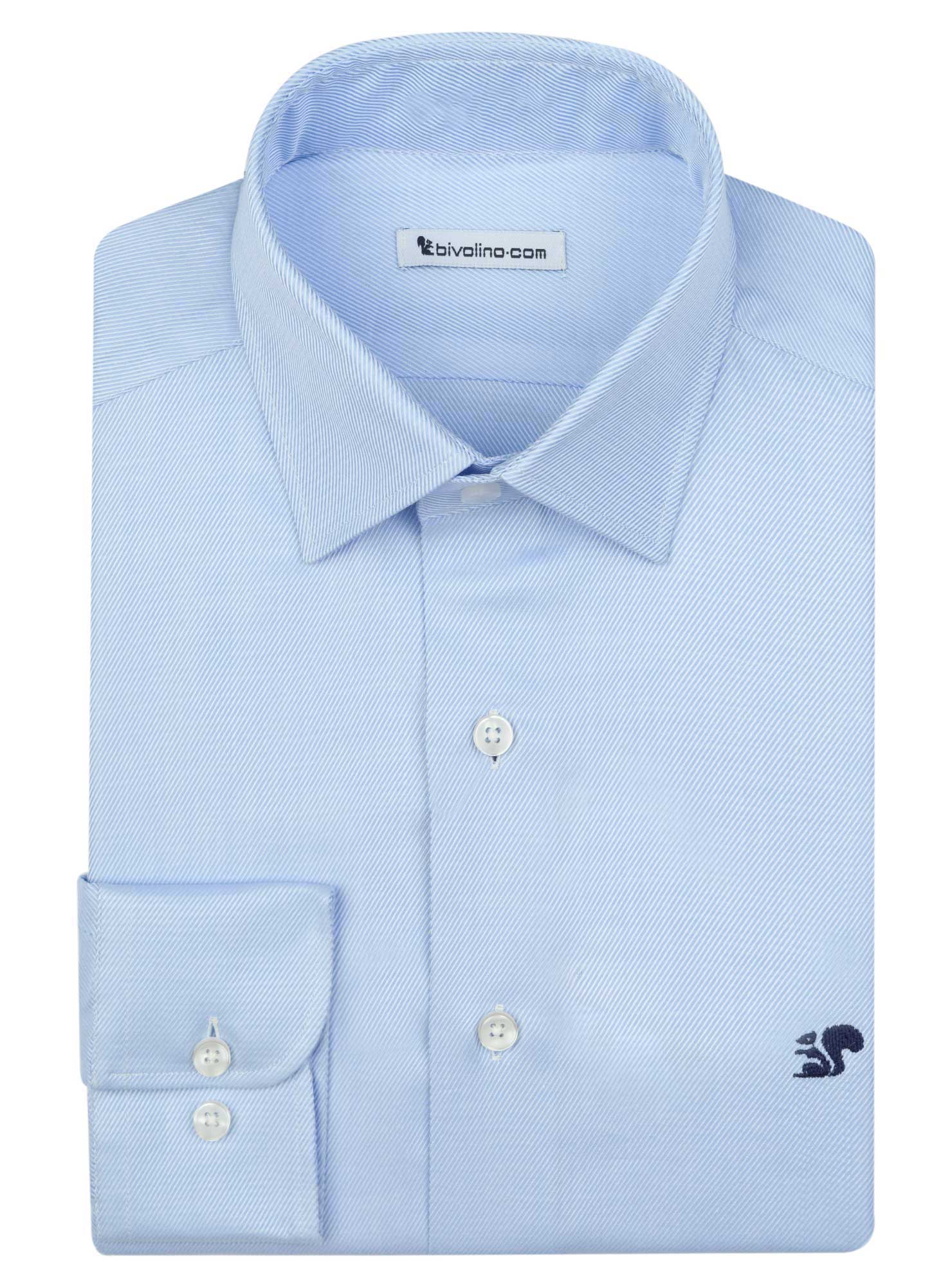 PISA - hemelsblauwe Twill 2fold heren overhemd op maat - ROCOLI 4