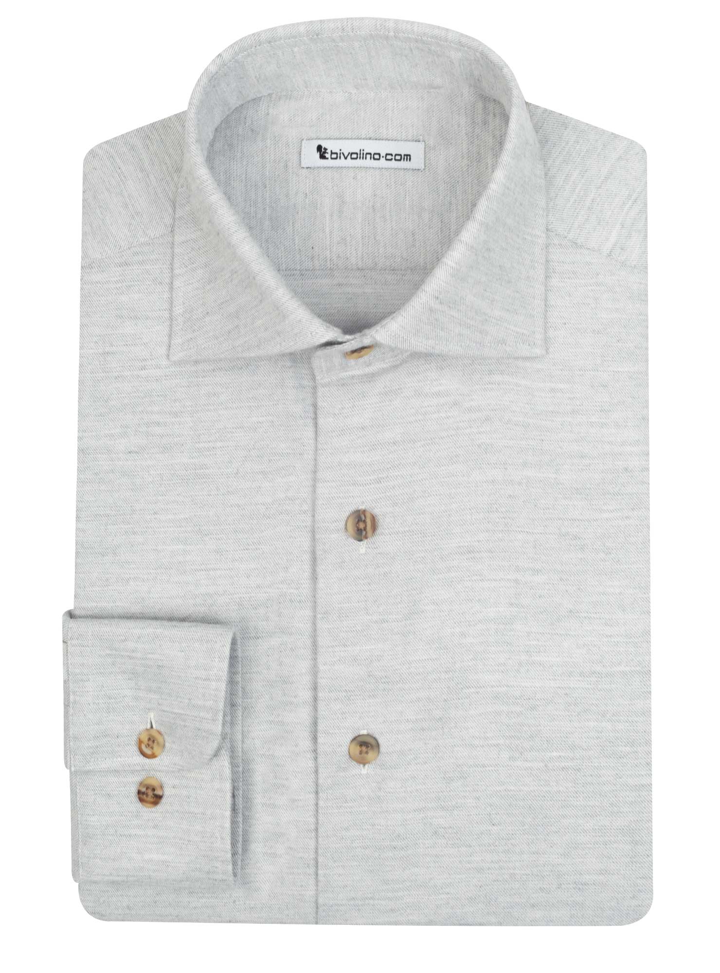 SALERNO - light grey Flannel twill  shirt - FLANEL 0