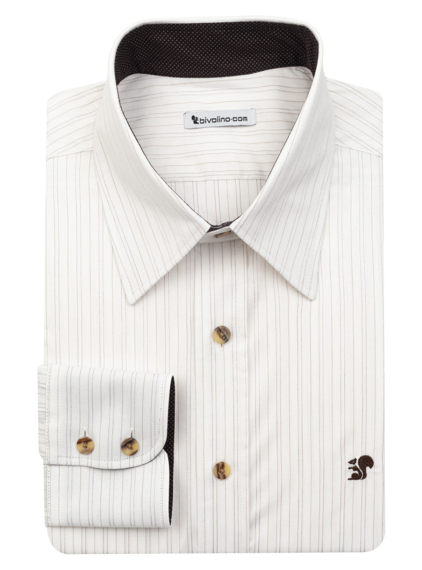 SANLURI - chemise homme sur mesure pinstripe business brun-beige - PINI 4