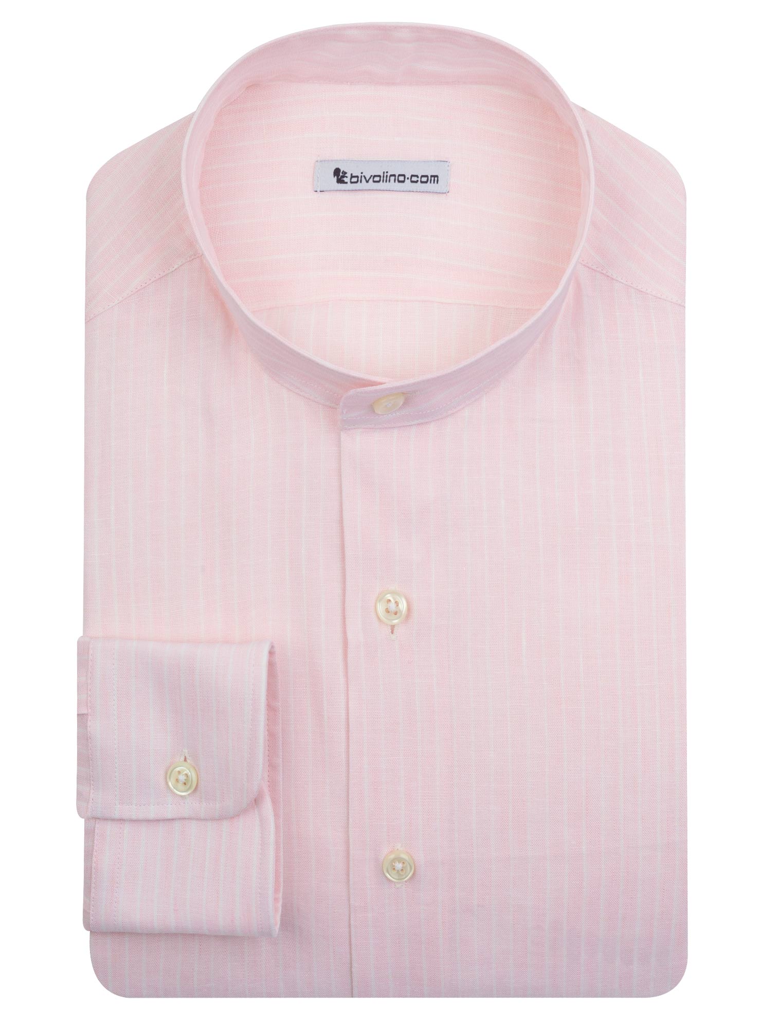 TARANTO - chemise homme  Lin rose pinstripe - NEON 9