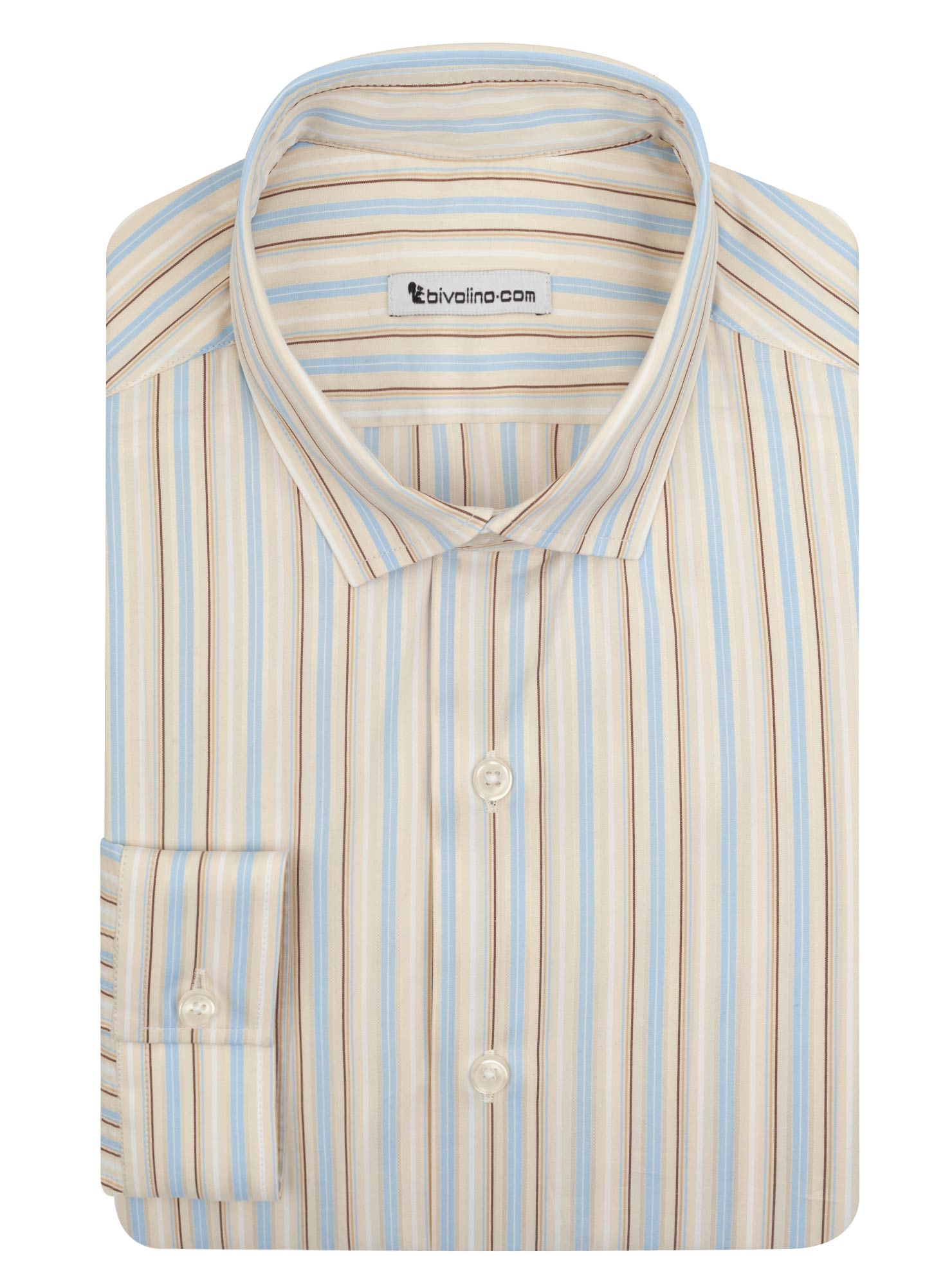 TERAMO - multicolor bayadere striped beige-blue shirt - TANA 6