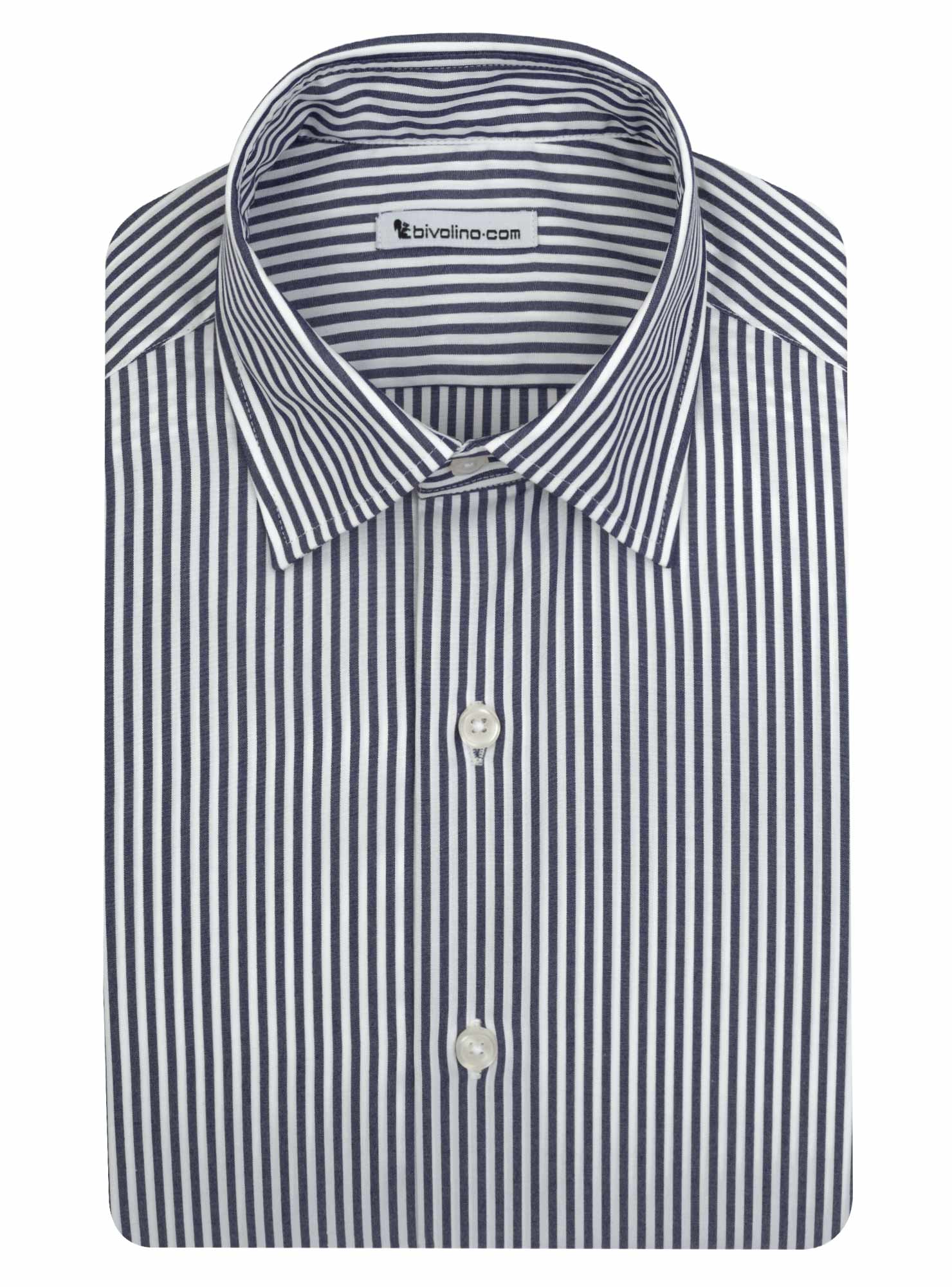 TORTOLì -  striped poplin navy easy-care tailored men shirt - RIVO 2