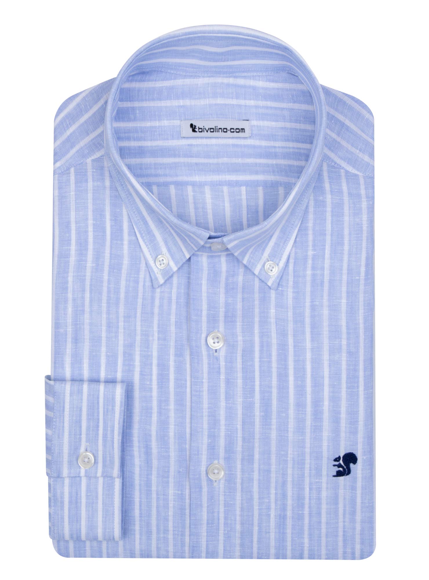 VARESE - Lino azul a rayas camisa de hombre - NEON 1