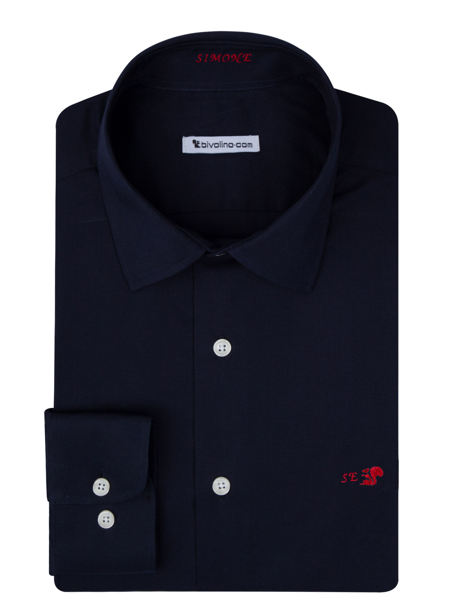 Abbondanzio - twill navy cotton-stretch plain shirt - RESO-STRETCH 4