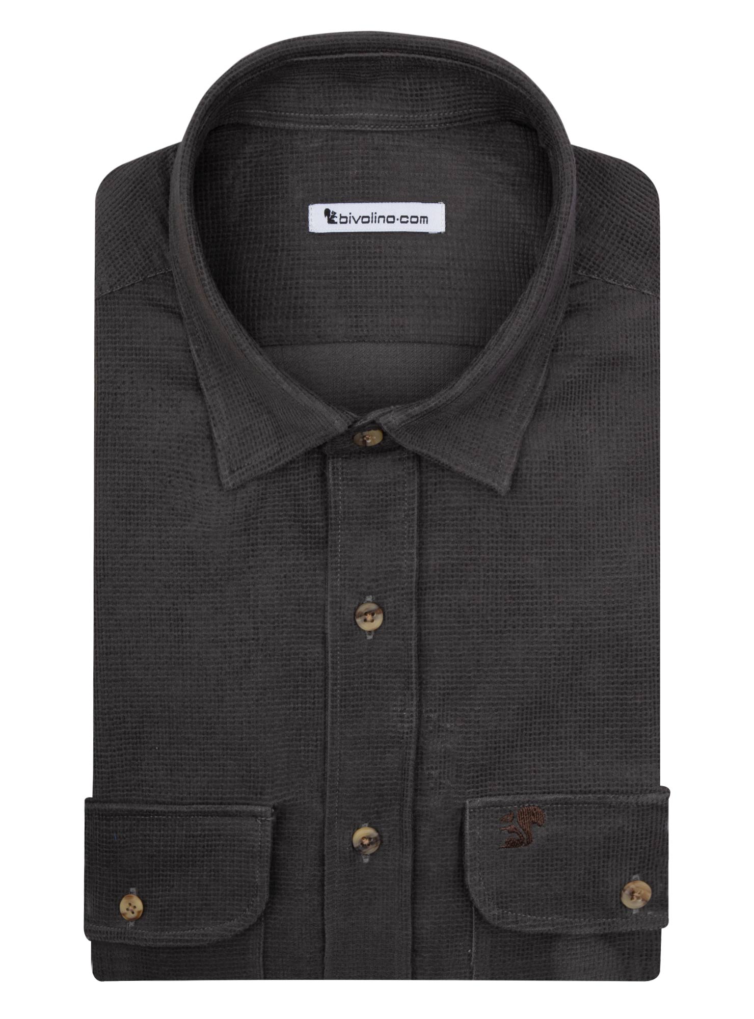 ABDON - algodón  gris caqui camisa de hombre - BUTTO 2