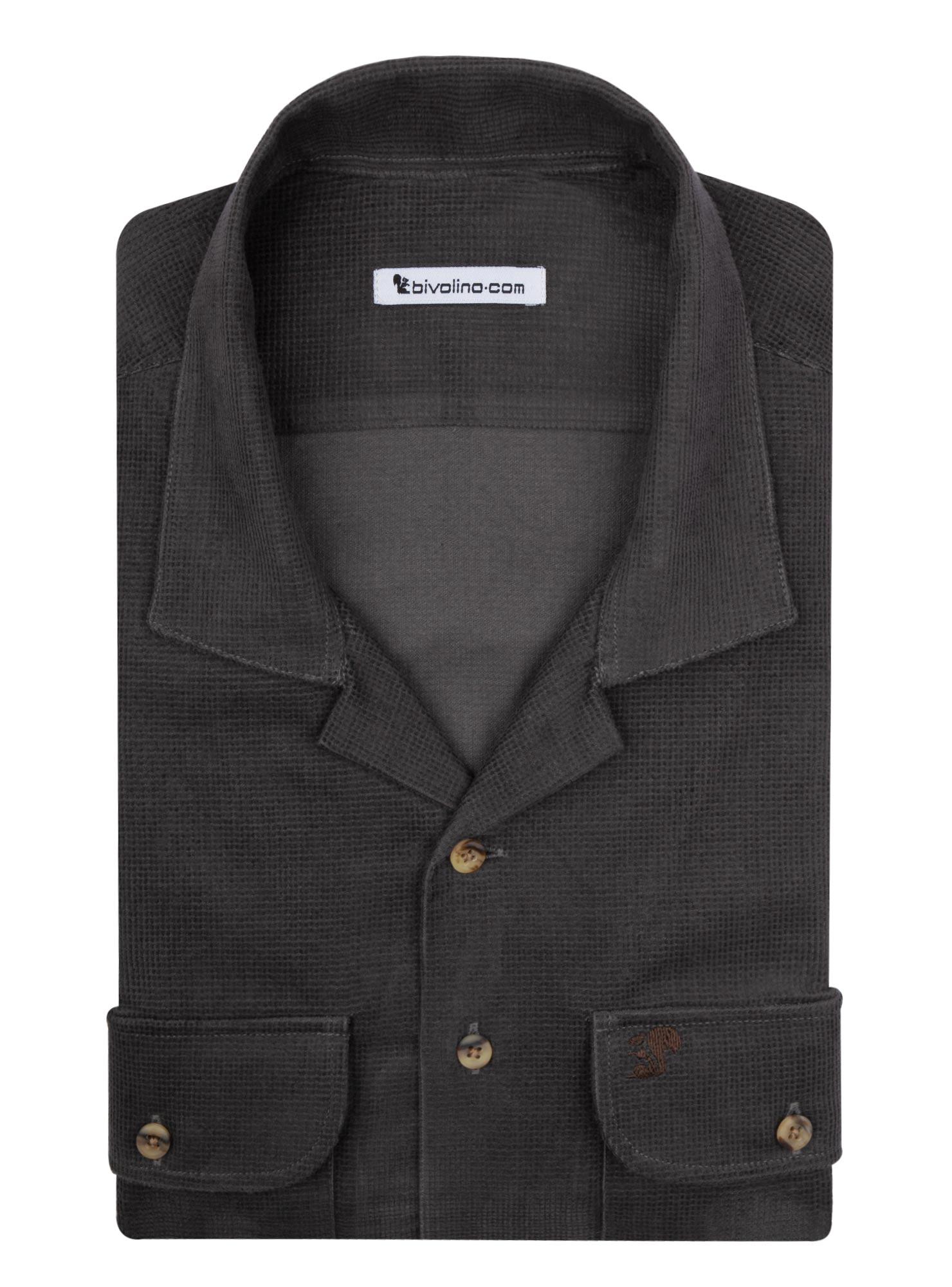 ABDONE - algodón  gris caqui camisa de hombre - BUTTO 2