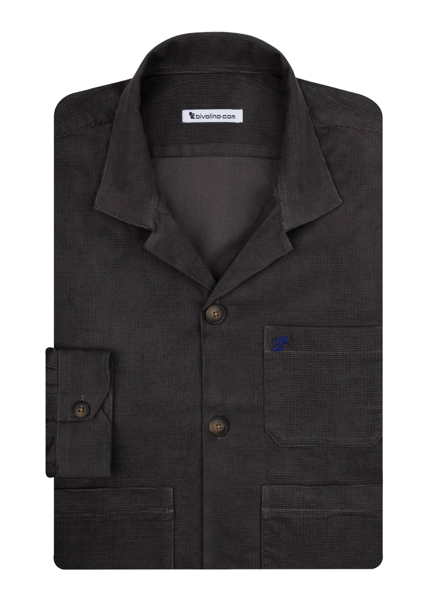 ABERARDO - algodón  gris caqui camisa de hombre - BUTTO 2
