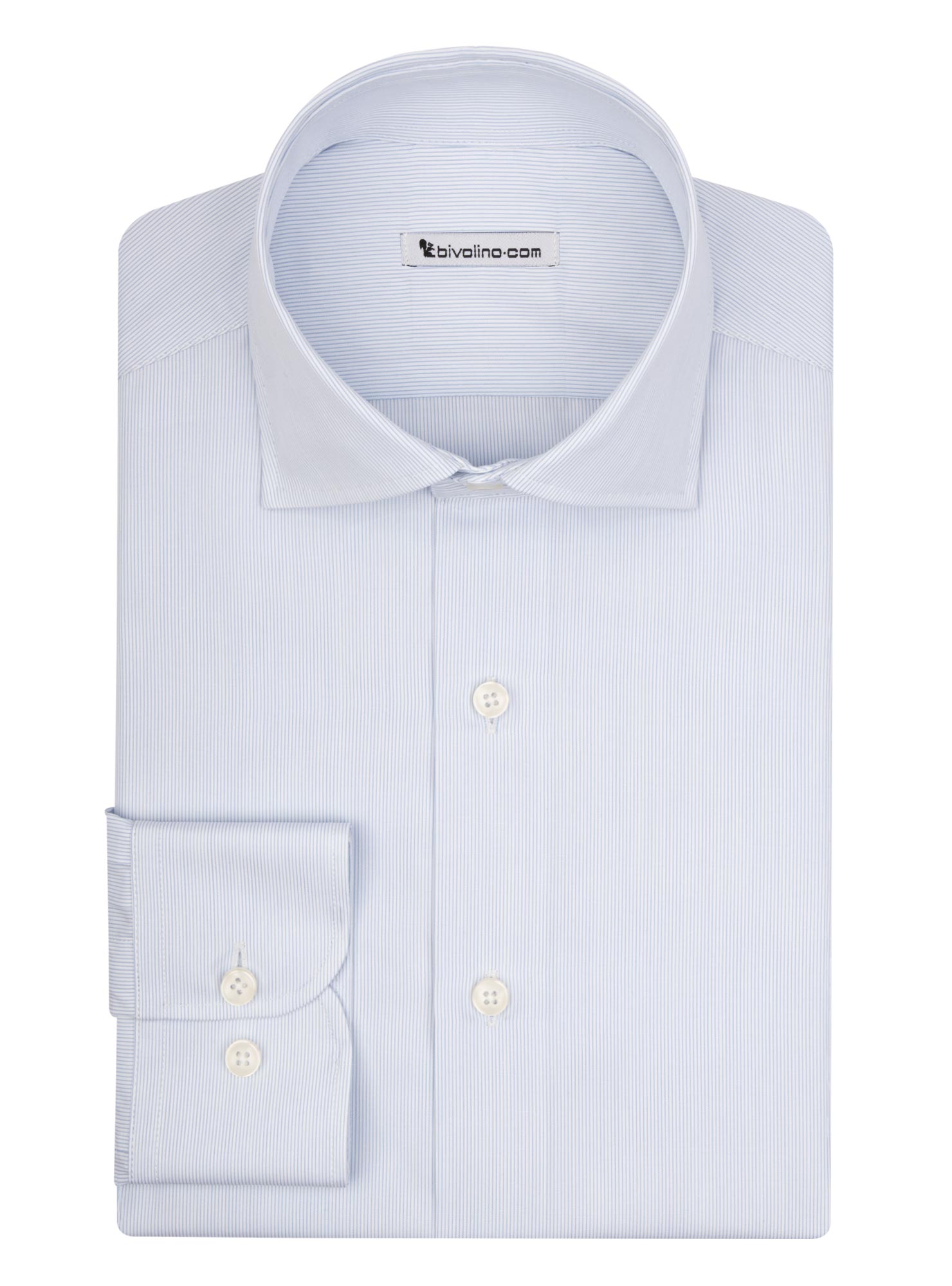 ACHILLE - pinstripe light blue fine stripe tailored men shirt - DOCRA 6