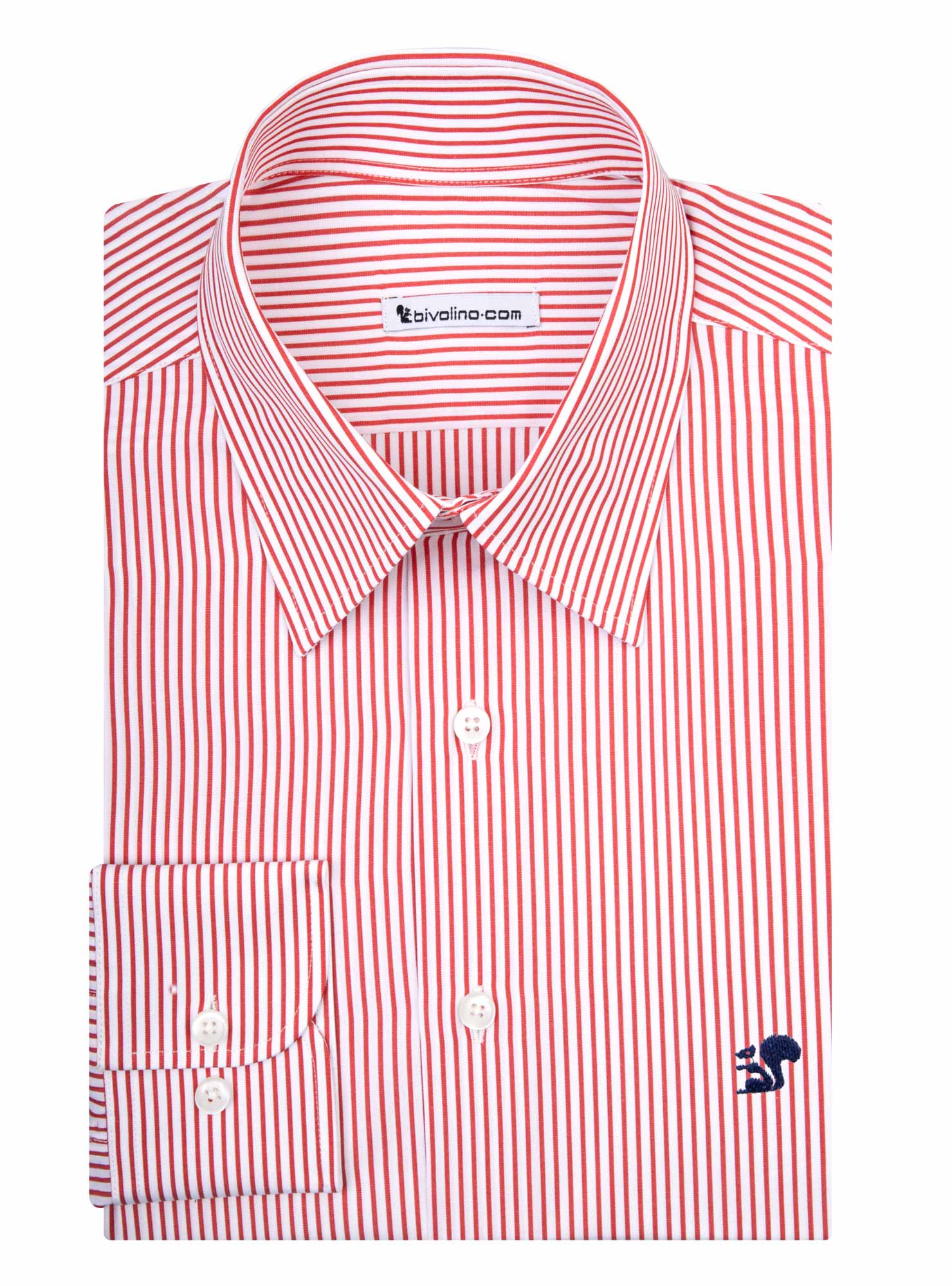 ADINOLFO - Popelín de rayas rojo bengala camisa de hombre - WINDY 3 - BENGAL