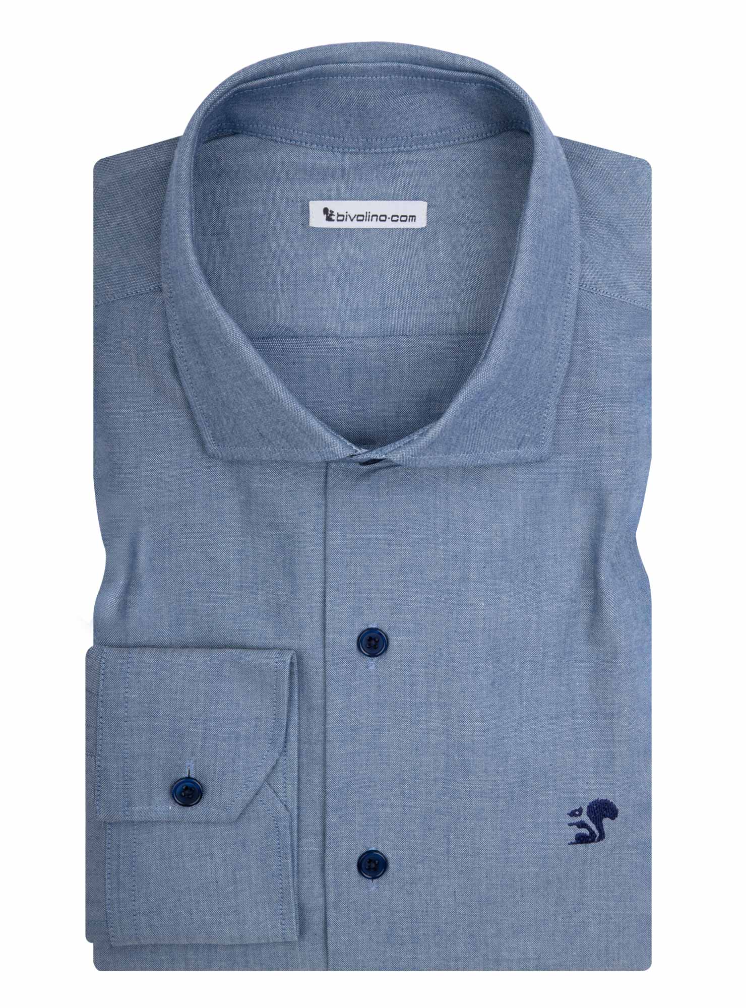 ALBIZZO - Blue plain oxford shirt - DENIM CHAMBRAY 3