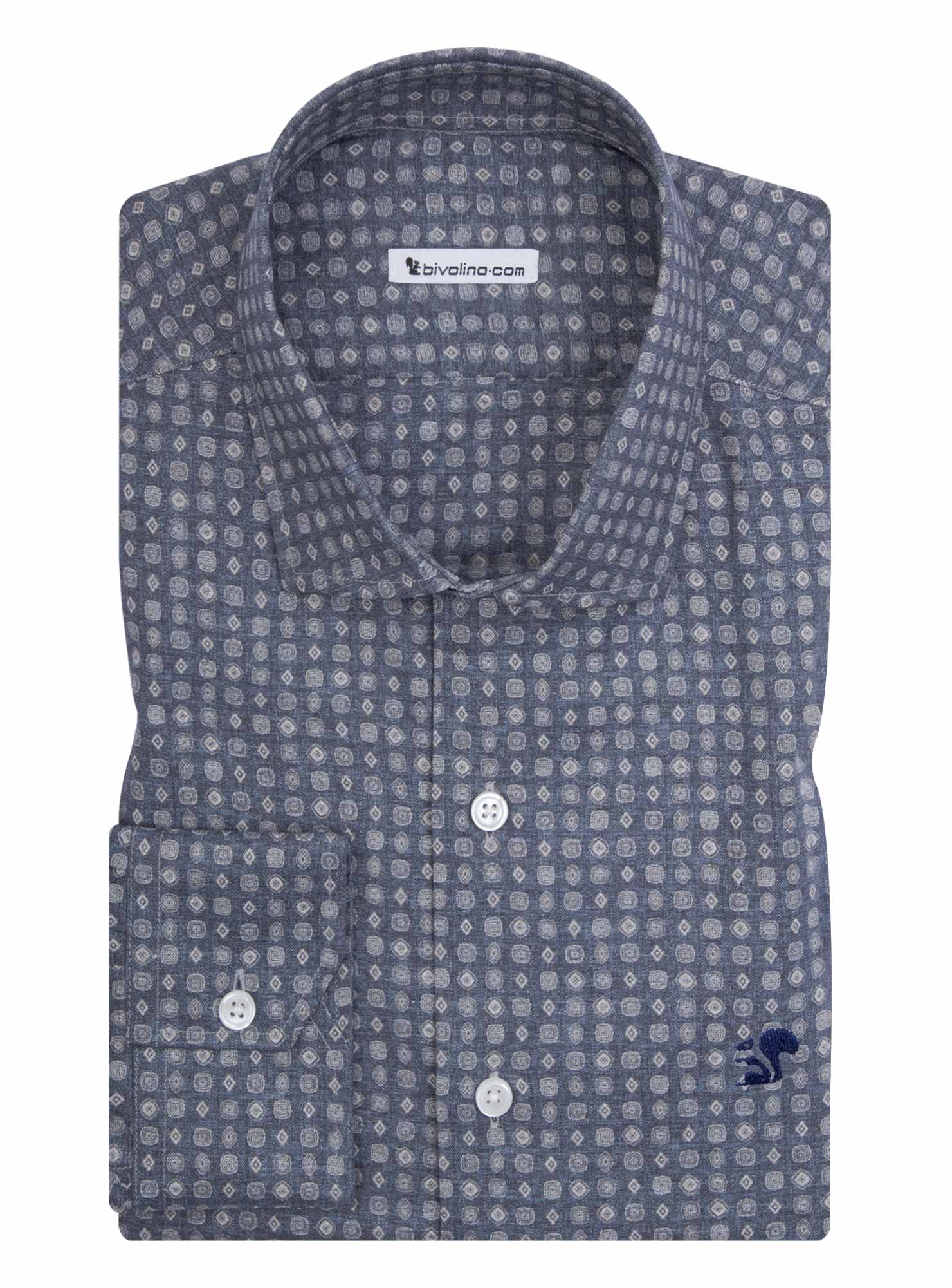 ALDEMO - gray micro-print  shirt - TIVOL 7